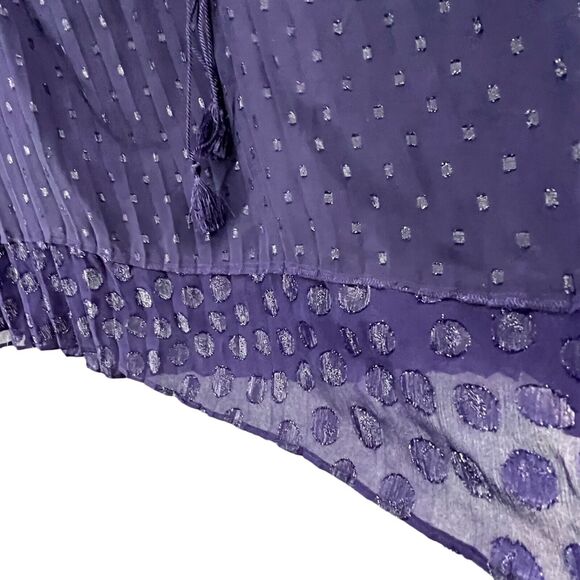 Lane Bryant Blouse Womens 22 Purple Pleated Tassels Flowy Shimmer Top Whimsygoth - Picture 3 of 13